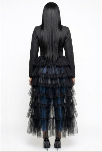 Black tiered tulle blazer duster 05 back view