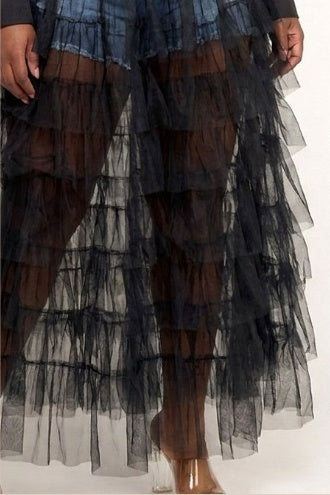 Black tiered tulle blazer duster 06 tulle detail