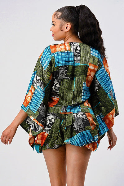 Vibrant Kimono Sleeve Romper