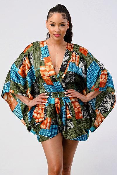 Vibrant Kimono Sleeve Romper