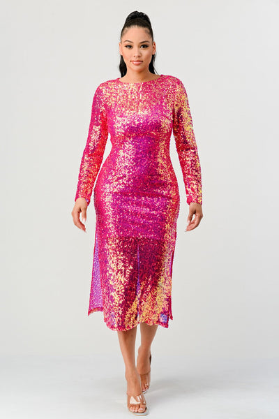 Radiant Sequin Ombre Midi Dress