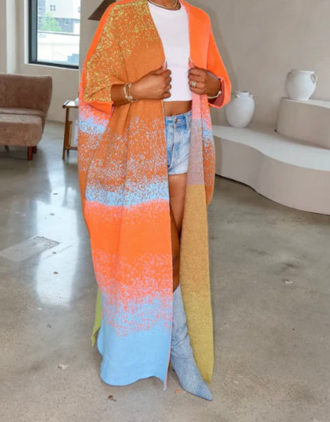 Sunset Luxe Colorblock Duster