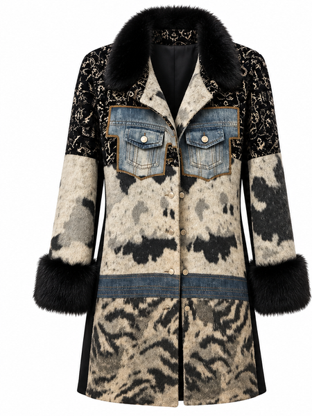 Luxe Patchwork Faux Fur Statement Coat