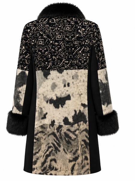Luxe Patchwork Faux Fur Statement Coat