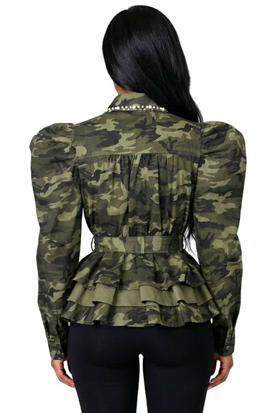 Camo Glam Pearl & Rhinestone Peplum Jack