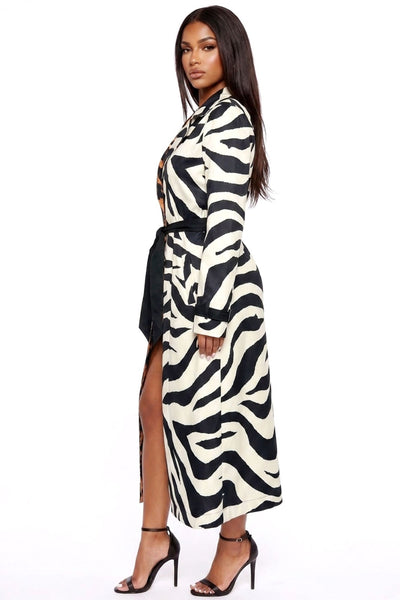 Wild Side Zebra & Leopard Trench Coat