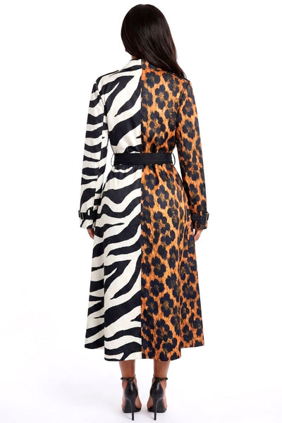 Wild Side Zebra & Leopard Trench Coat