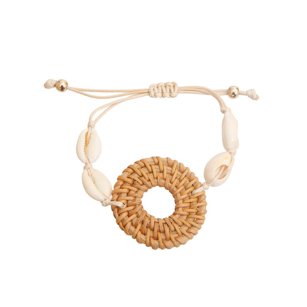 Brown Woven Ring Shell Bracelet