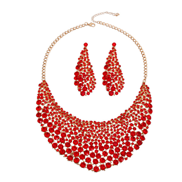 Brilliant Red Round Cut Crystal Necklace