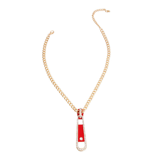 Red Zipper Pendant Necklace