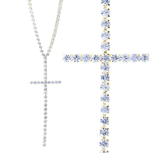 Gold Crystal Cross Pendant Necklace