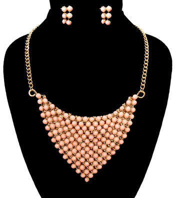 Pink Beads Necklace Set