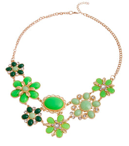 Gold and Green Flower  Necklace
