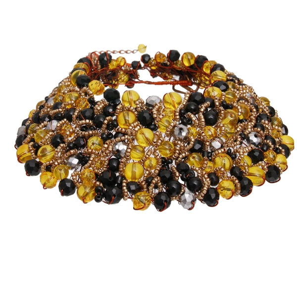 Yellow and Black Copper Bib Necklace