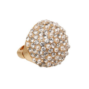 Gold Pearl and Rhinestone Ring