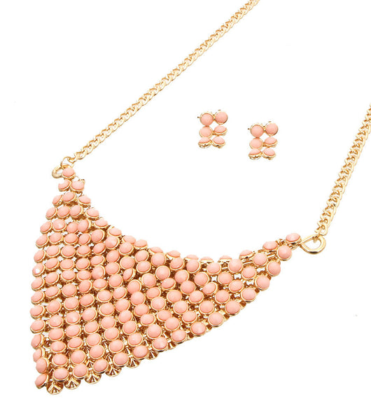 Pink Beads Necklace Set