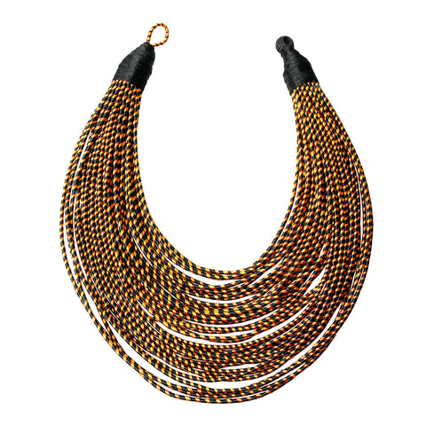 Black Tribal Layered Wrapped Necklace