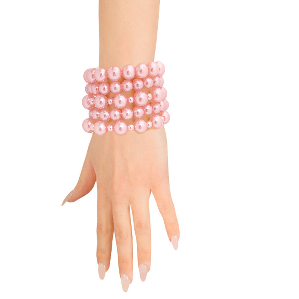 5 Pcs Pink Pearl Bracelets