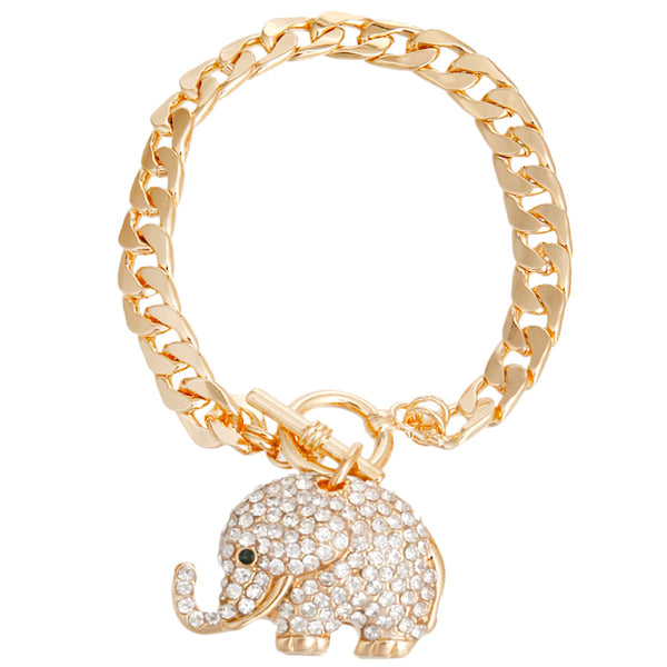Gold Rhinestone Elephant Bracelet