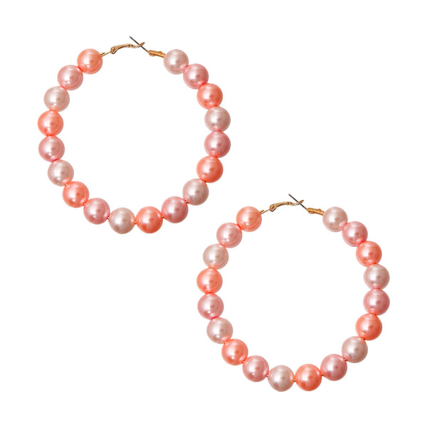 Mixed Pink Pearl Hoops