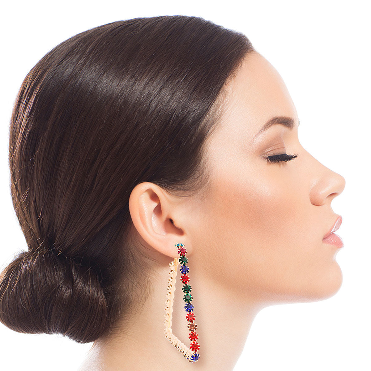 Multi Color Crystal Trapezoid Hoops