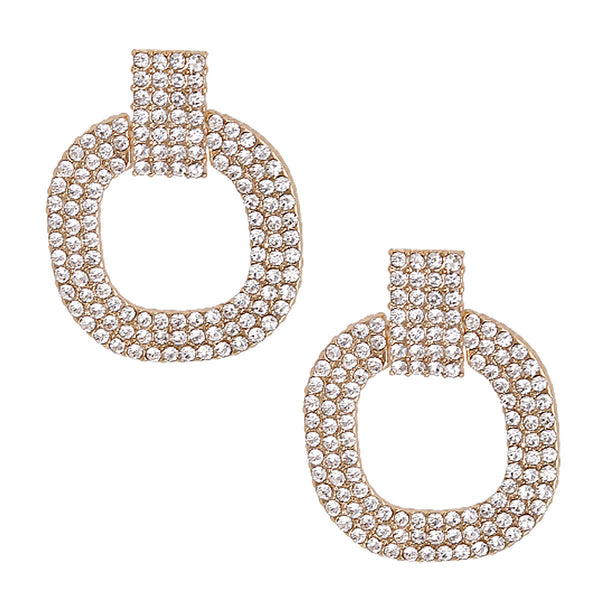 Gold Pave Squared Earrings