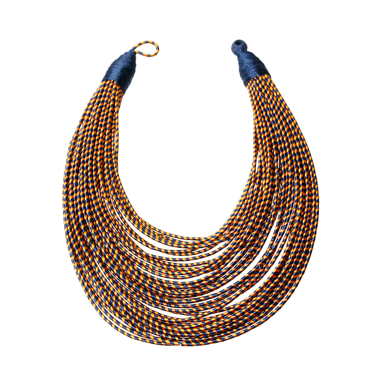 Blue Tribal Layered Wrapped Necklace